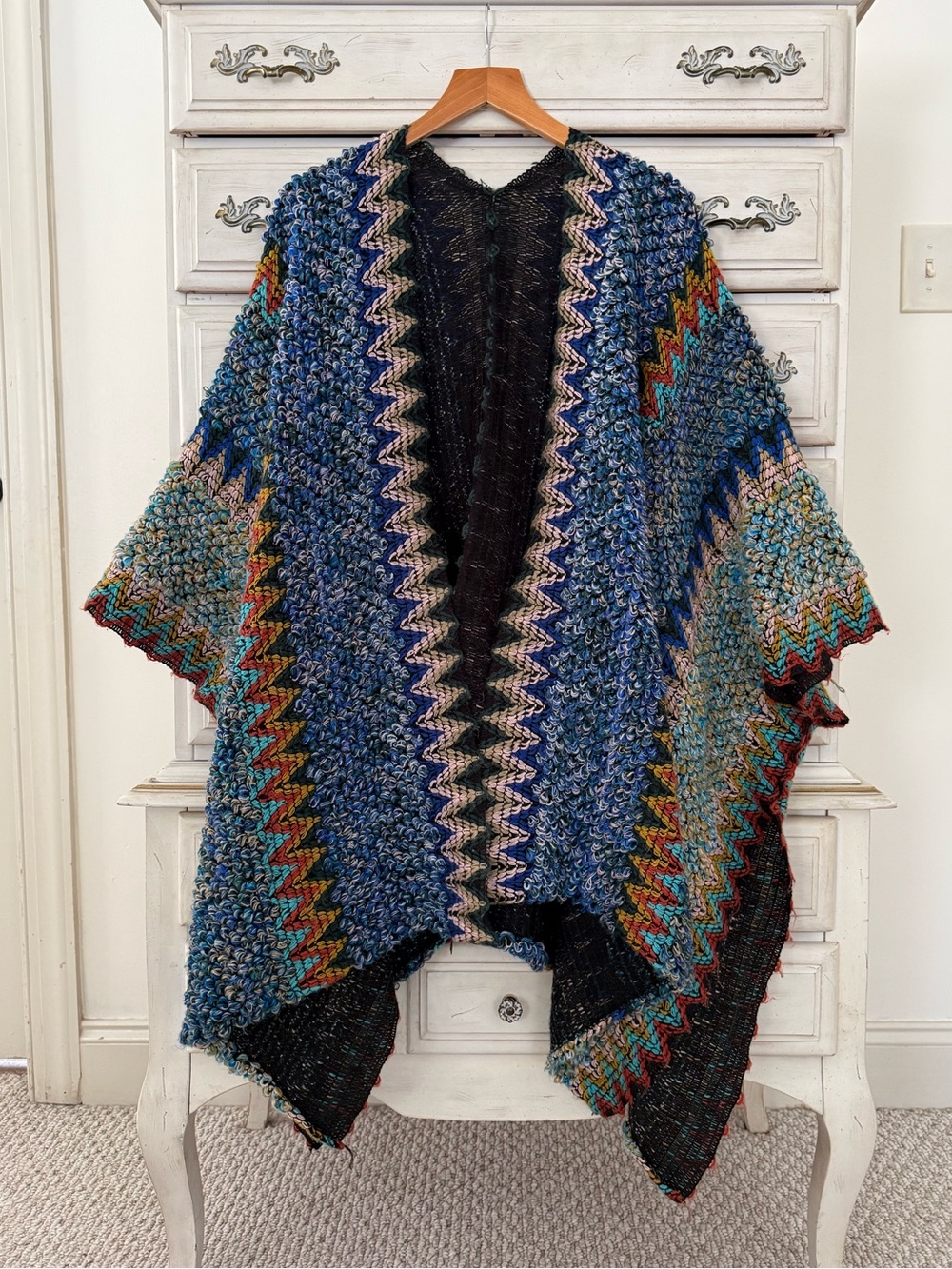 Boho Colorful Sweater Poncho Wrap